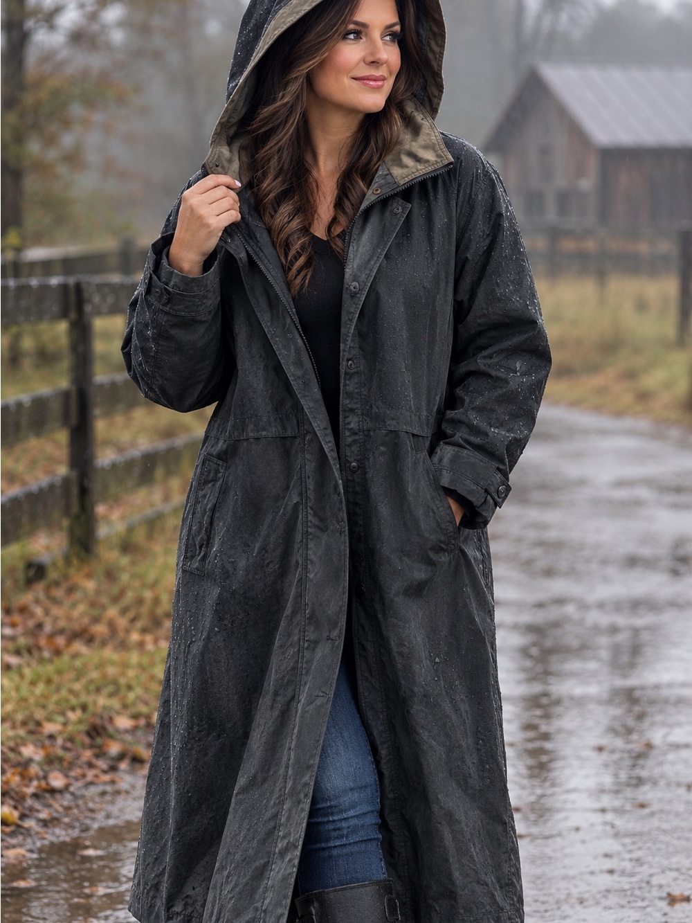 Vintage  Fleet Street Long Hooded Trench Coat